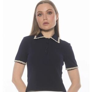 Alexia Admor Brianna Navy Top Size Large NWT!